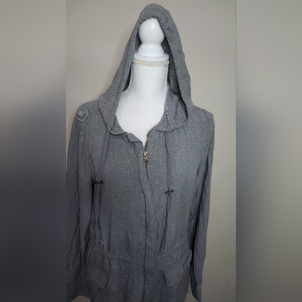 Gray Full Zip Light Jacket Medium - image 3